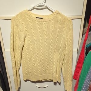 Lands' End Yellow Cable Knit Sweater
